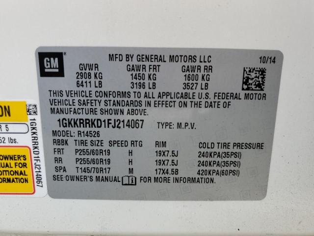 2015 GMC ACADIA SLT 1GKKRRKD1FJ214067