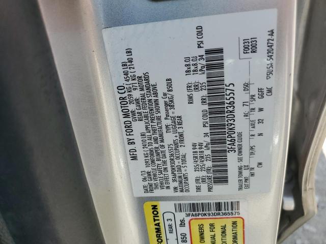 2013 FORD FUSION TIT - 3FA6P0K93DR365575