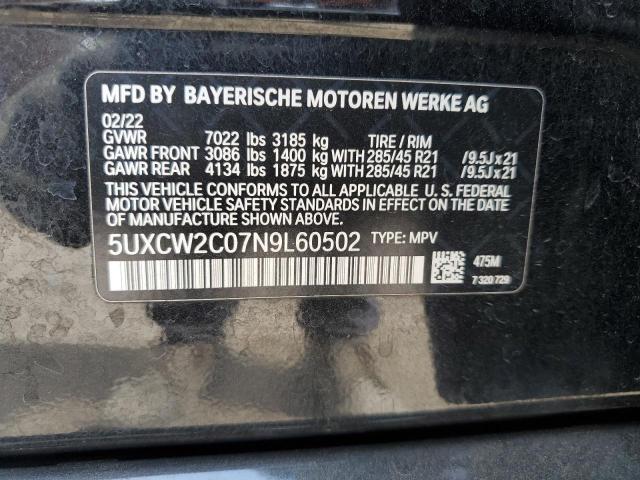 2022 BMW X7 XDRIVE4 5UXCW2C07N9L60502