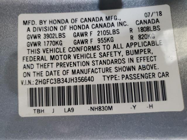 2018 HONDA CIVIC EX 2HGFC3B34JH356640