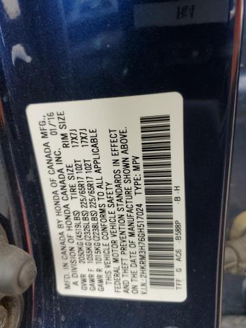 2016 HONDA CR-V EXL 2HKRM3H76GH517024
