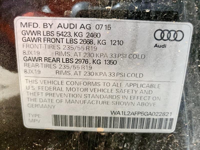 2016 AUDI Q5 PREMIUM WA1L2AFP5GA022821