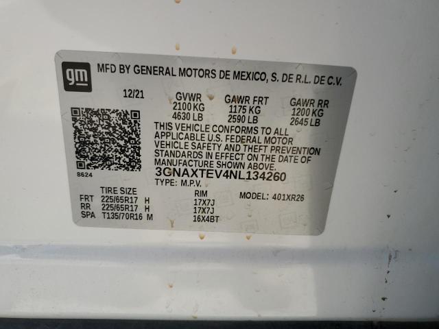 2022 CHEVROLET EQUINOX LT - 3GNAXTEV4NL134260