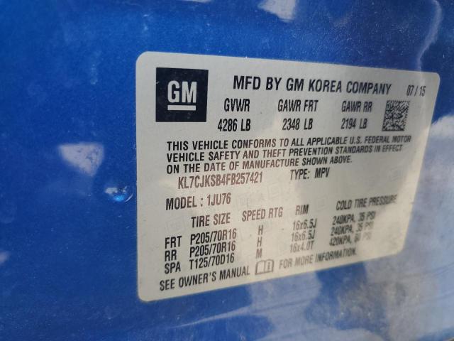 2015 CHEVROLET TRAX LS KL7CJKSB4FB257421