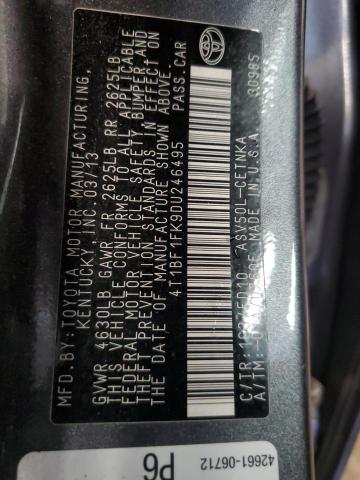 2013 TOYOTA CAMRY L - 4T1BF1FK9DU246495
