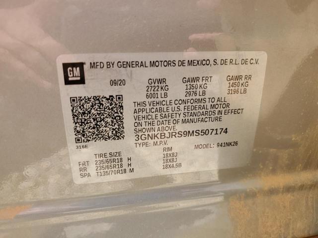 2021 CHEVROLET BLAZER 3LT 3GNKBJRS9MS507174