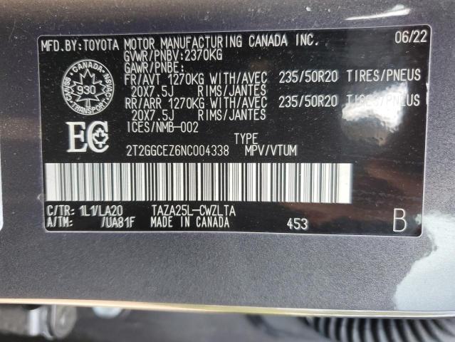 2022 LEXUS NX 350 2T2GGCEZ6NC004338