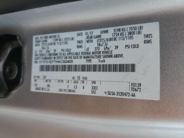 2017 FORD F150 SUPER 1FTFX1EF7HKC82405