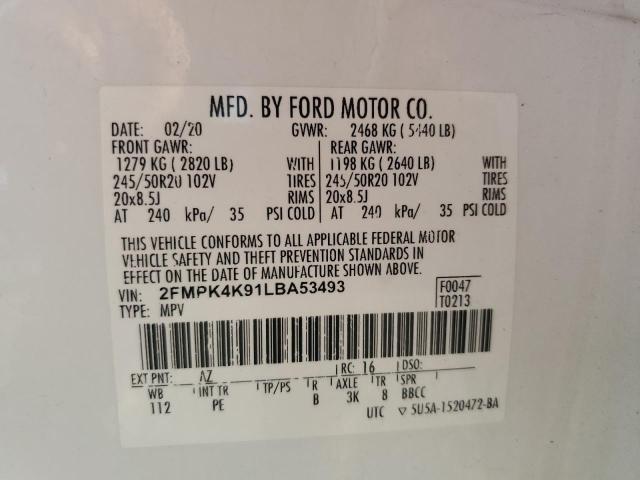 2020 FORD EDGE TITANIUM 2FMPK4K91LBA53493