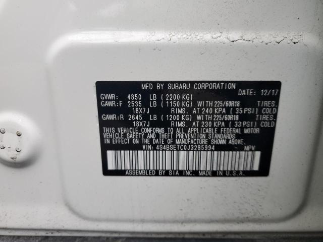 2018 SUBARU OUTBACK TO 4S4BSETC0J3285994