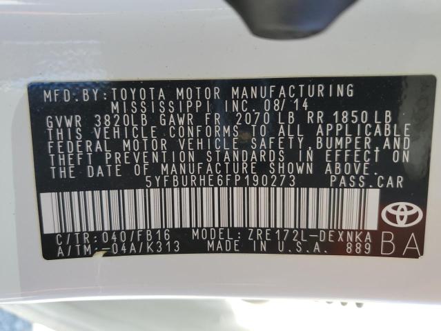 2015 TOYOTA COROLLA L - 5YFBURHE6FP190273