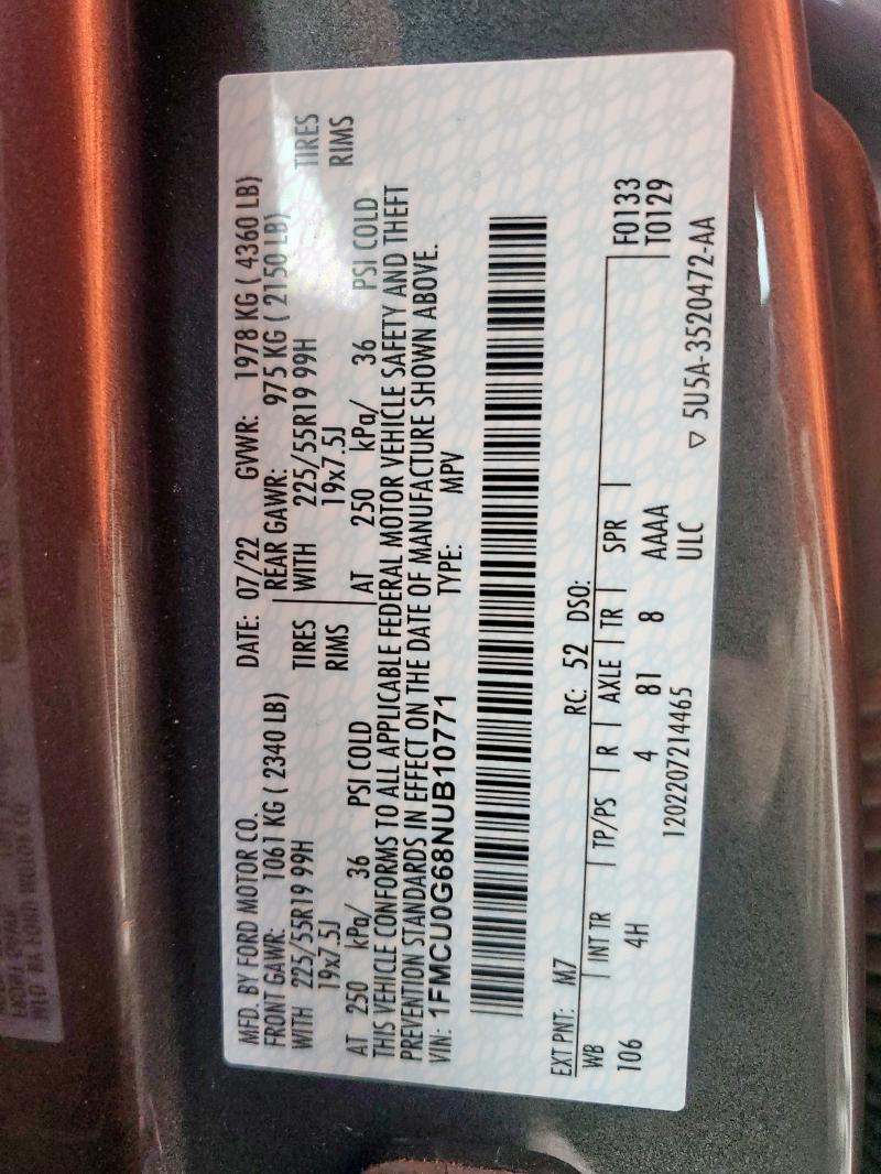 2022 FORD ESCAPE SE - 1FMCU0G68NUB10771