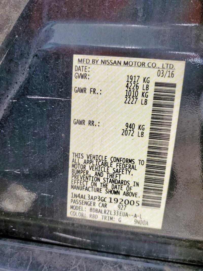 2016 NISSAN ALTIMA 2.5 1N4AL3AP3GC192005