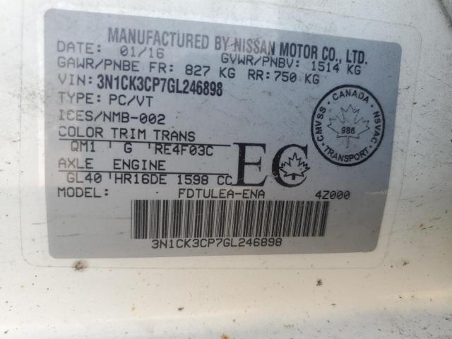2016 NISSAN MICRA 3N1CK3CP7GL246898