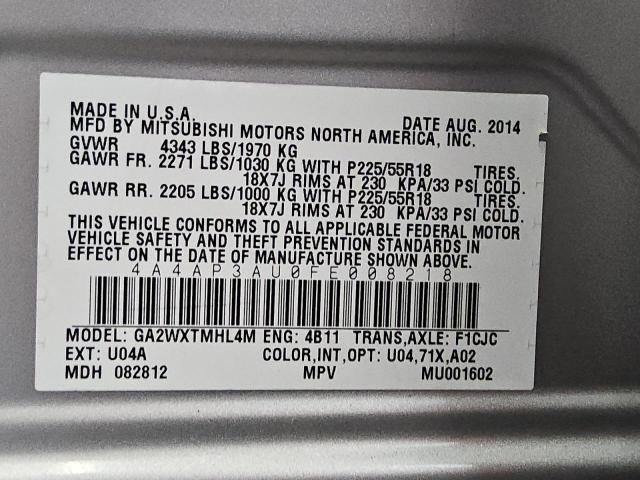 2015 MITSUBISHI OUTLANDER 4A4AP3AU0FE008218