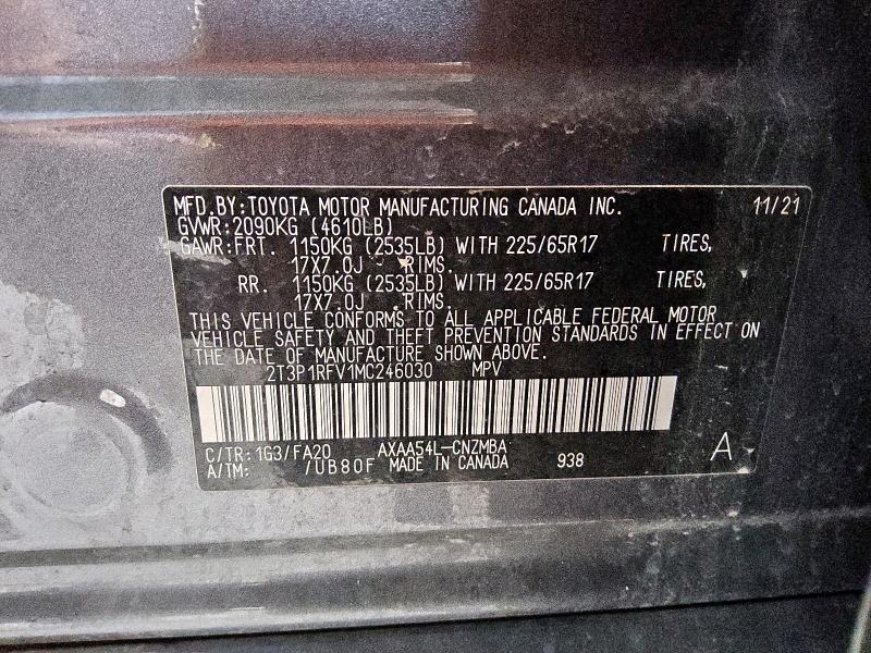 2021 TOYOTA RAV4 XLE - 2T3P1RFV1MC246030