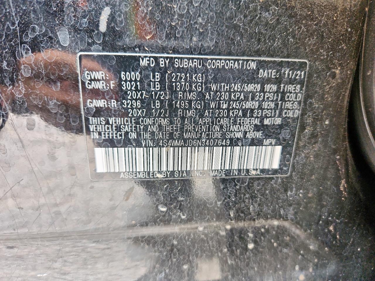 SUBARU ASCENT ONYX EDITION