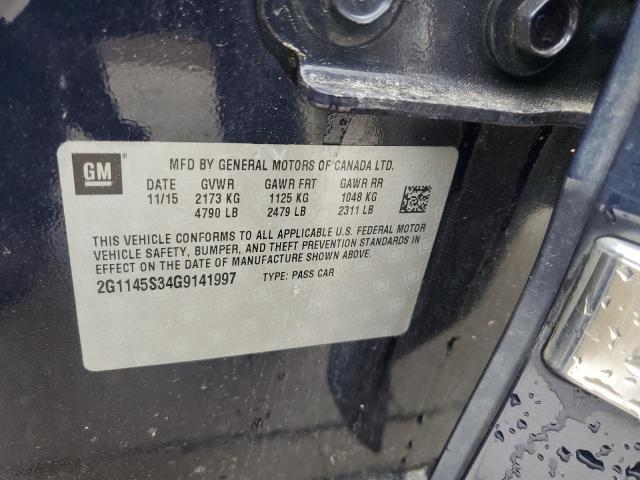 2016 CHEVROLET IMPALA LTZ 2G1145S34G9141997