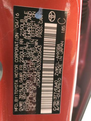2016 TOYOTA PRIUS JTDKARFU3G3520643