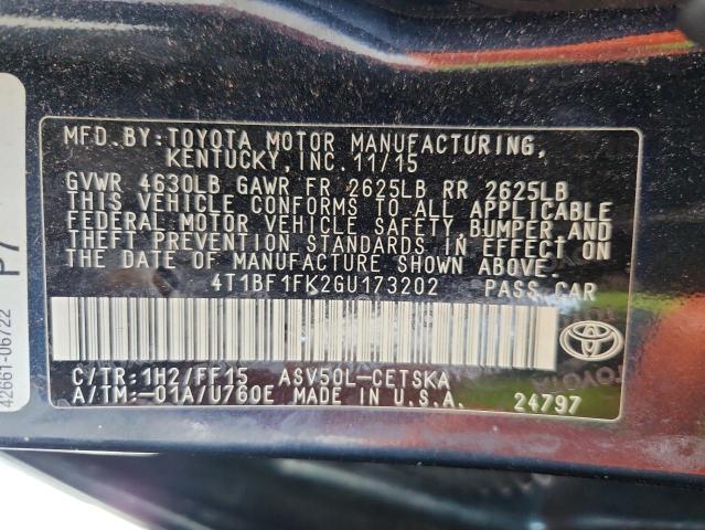 2016 TOYOTA CAMRY LE 4T1BF1FK2GU173202