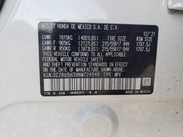 2022 HONDA HR-V LX 3CZRU5H39NM724940