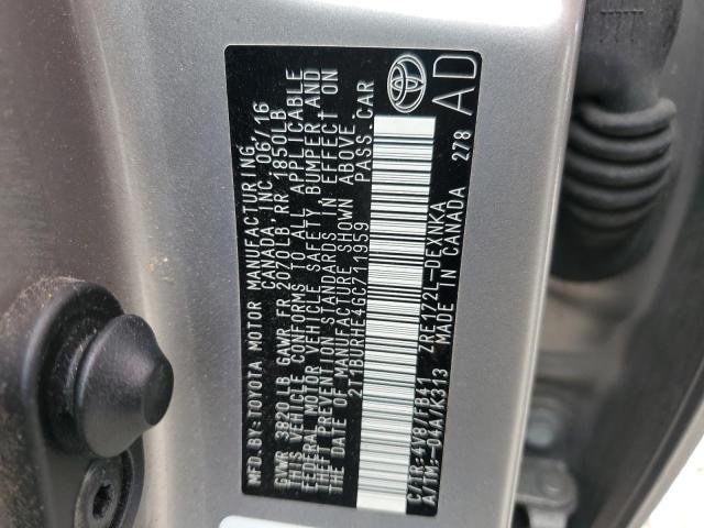 2016 TOYOTA COROLLA L 2T1BURHE4GC711959