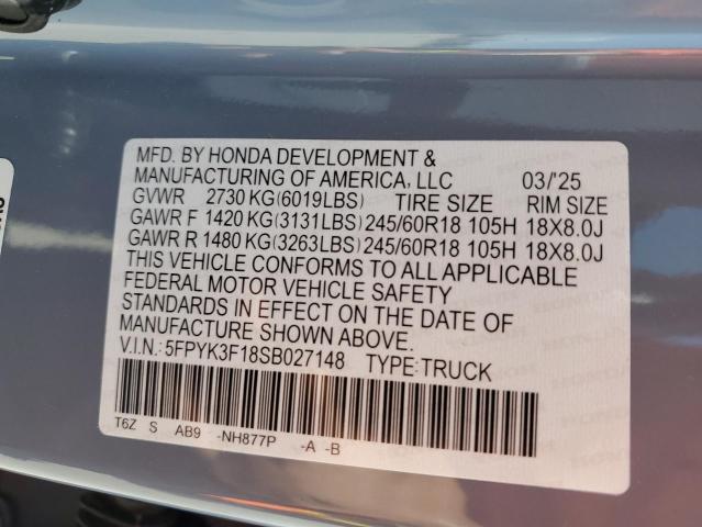 2025 HONDA RIDGELINE 5FPYK3F18SB027148
