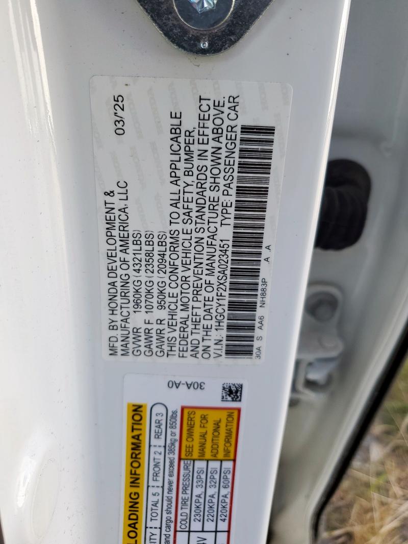 2025 HONDA ACCORD LX 1HGCY1F2XSA023451