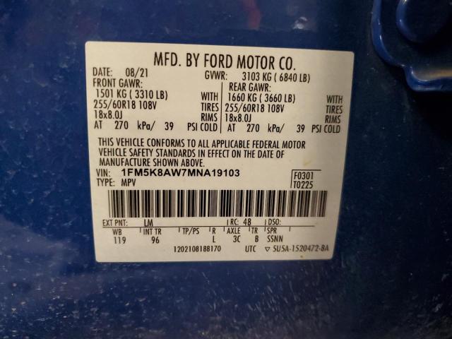 2021 FORD EXPLORER P 1FM5K8AW7MNA19103