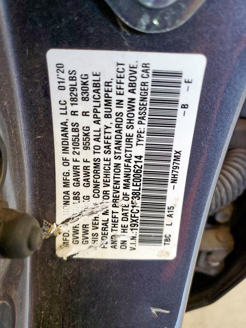 2020 HONDA CIVIC EX 19XFC1F38LE006214