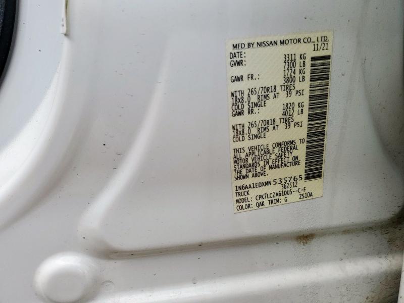 2021 NISSAN TITAN SV 1N6AA1EDXMN535765