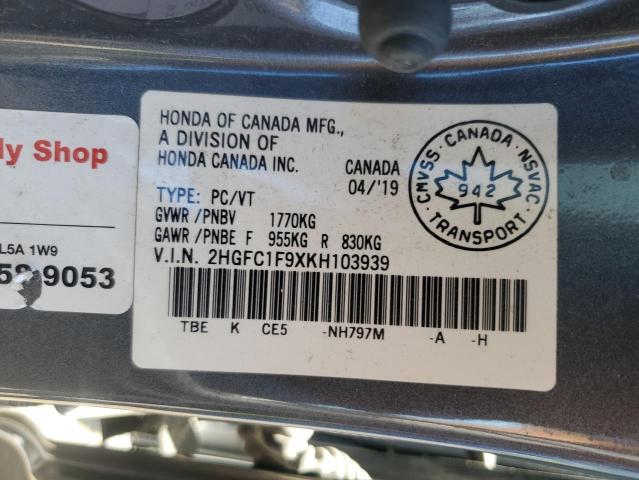 2019 HONDA CIVIC TOUR 2HGFC1F9XKH103939