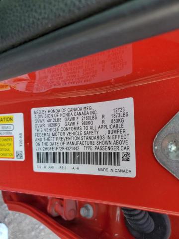 2024 HONDA CIVIC EX 2HGFE1F72RH321442