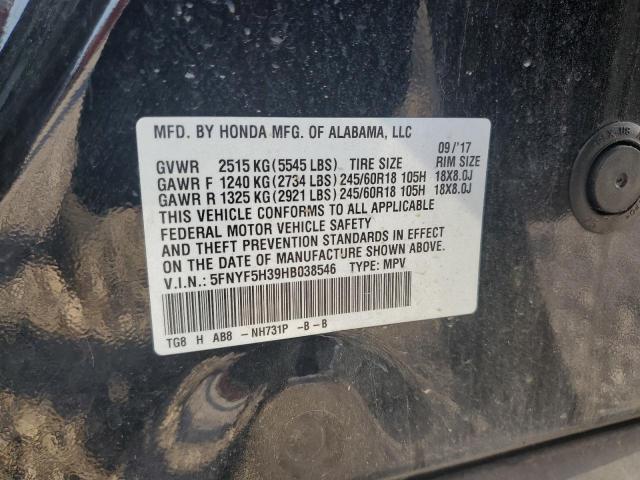 2017 HONDA PILOT EX 5FNYF5H39HB038546