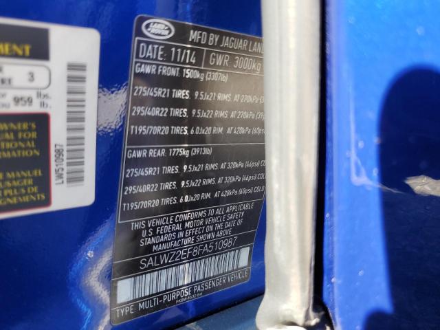 2015 LAND ROVER RANGE ROVE SALWZ2EF8FA510987