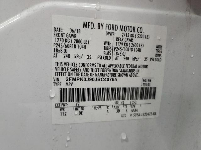 2018 FORD EDGE SEL 2FMPK3J90JBC40765