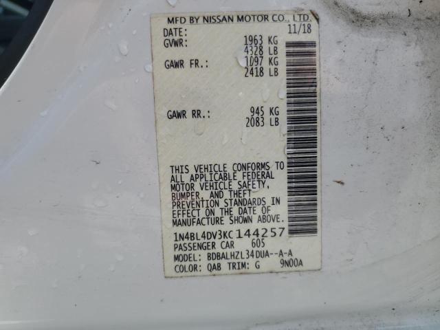 2019 NISSAN ALTIMA SV 1N4BL4DV3KC144257