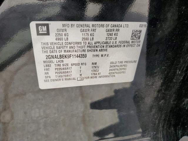 2015 CHEVROLET EQUINOX LT 2GNALBEK9F1144359