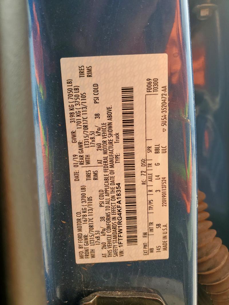 2019 FORD F150 RAPTO 1FTFW1RG4KFA18354