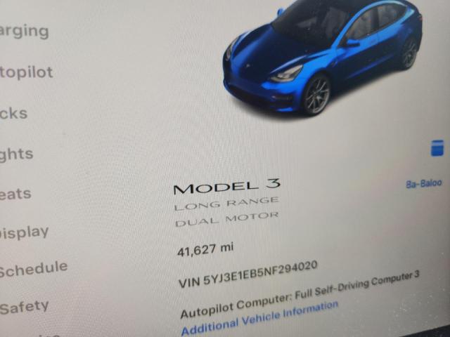 2022 TESLA MODEL 3 5YJ3E1EB5NF294020