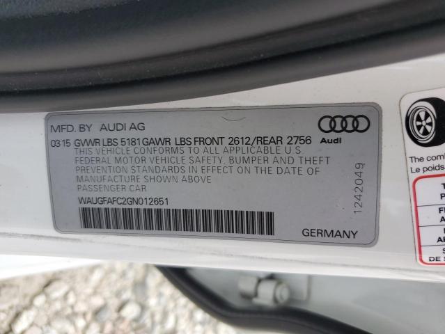 2016 AUDI A6 PREMIUM WAUGFAFC2GN012651
