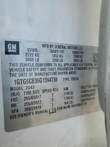 2016 GMC CANYON SLE 1GTG6CE36G1394738