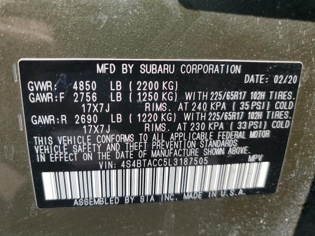 2020 SUBARU OUTBACK PR 4S4BTACC5L3187505