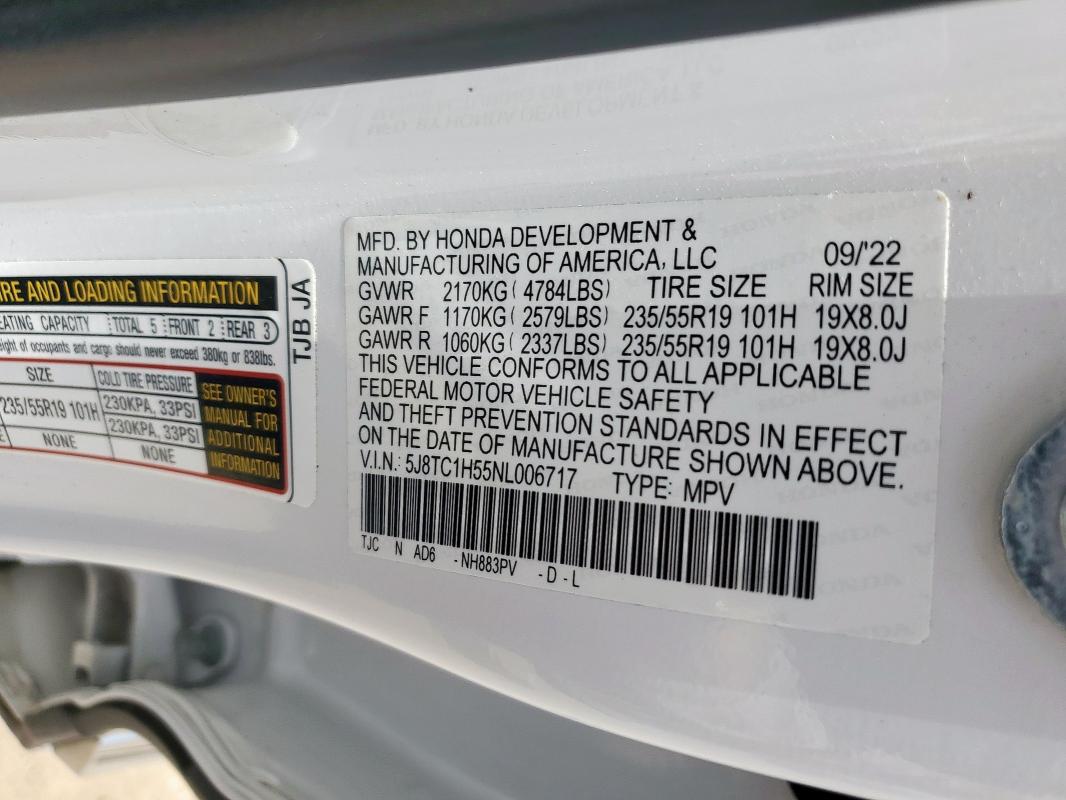 2022 ACURA RDX TECHNO 5J8TC1H55NL006717