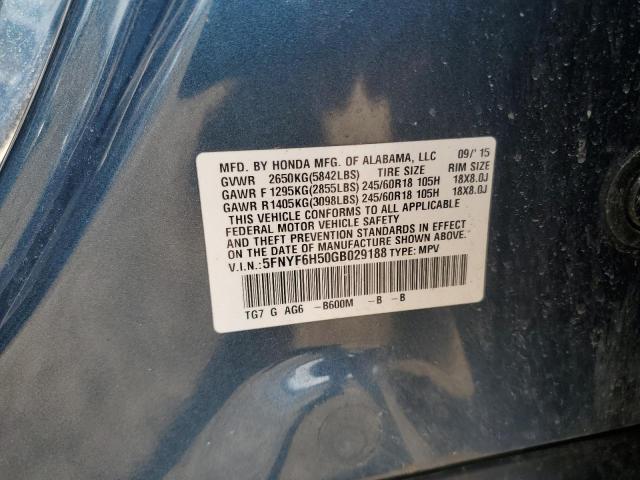 2016 HONDA PILOT EXL 5FNYF6H50GB029188