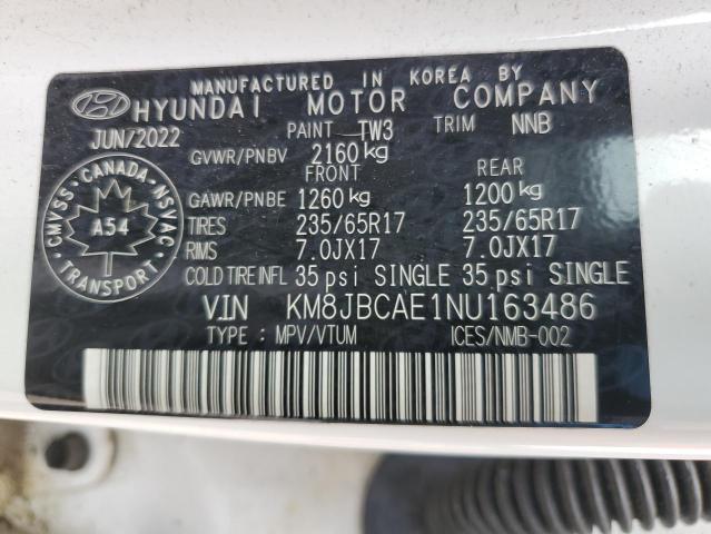 2022 HYUNDAI TUCSON SEL KM8JBCAE1NU163486