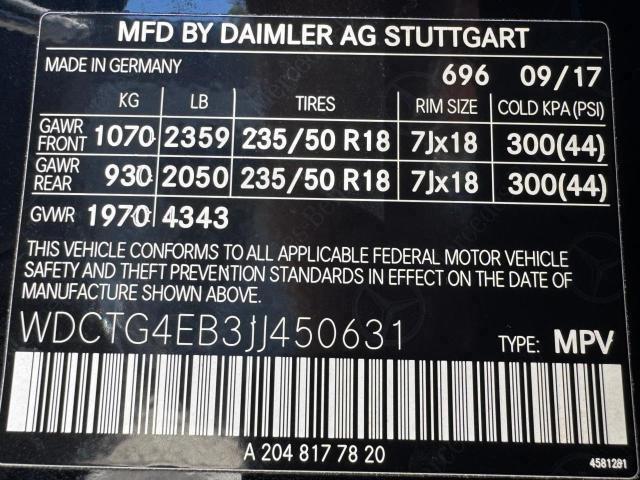 2018 MERCEDES-BENZ GLA 250 WDCTG4EB3JJ450631