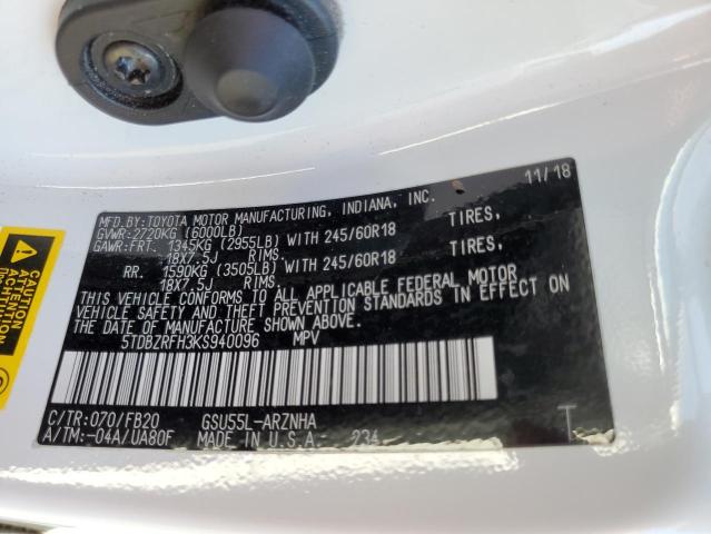 2019 TOYOTA HIGHLANDER 5TDBZRFH3KS940096