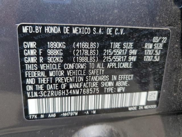 2022 HONDA HR-V LX 3CZRU6H34NM768575