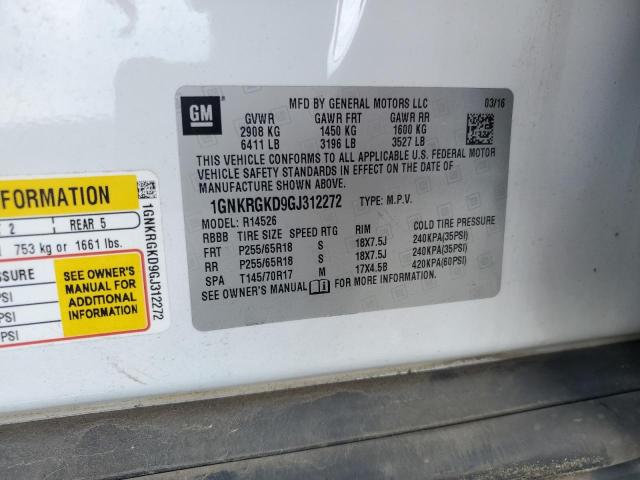 2016 CHEVROLET TRAVERSE LT 1GNKRGKD9GJ312272